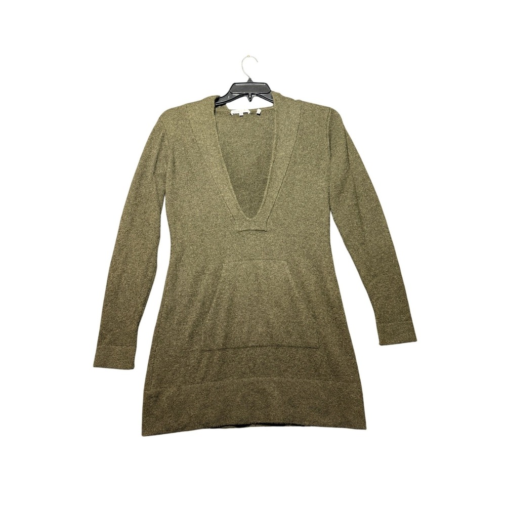 Vince Sweater Hoodie‎ Women Medium Green Excellent V-Neck Kangaroo Pocket